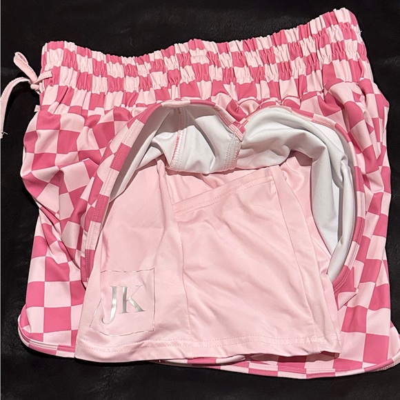 Jady K Pink Checkerboard Athletic Shorts with Drawstring - Picture 4 of 5